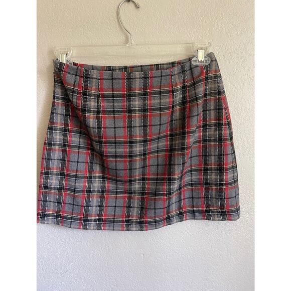Y2K Vintage Grunge Plaid Wool Mini Skirt Size 6 Made in Italy Academia - Picture 2 of 8
